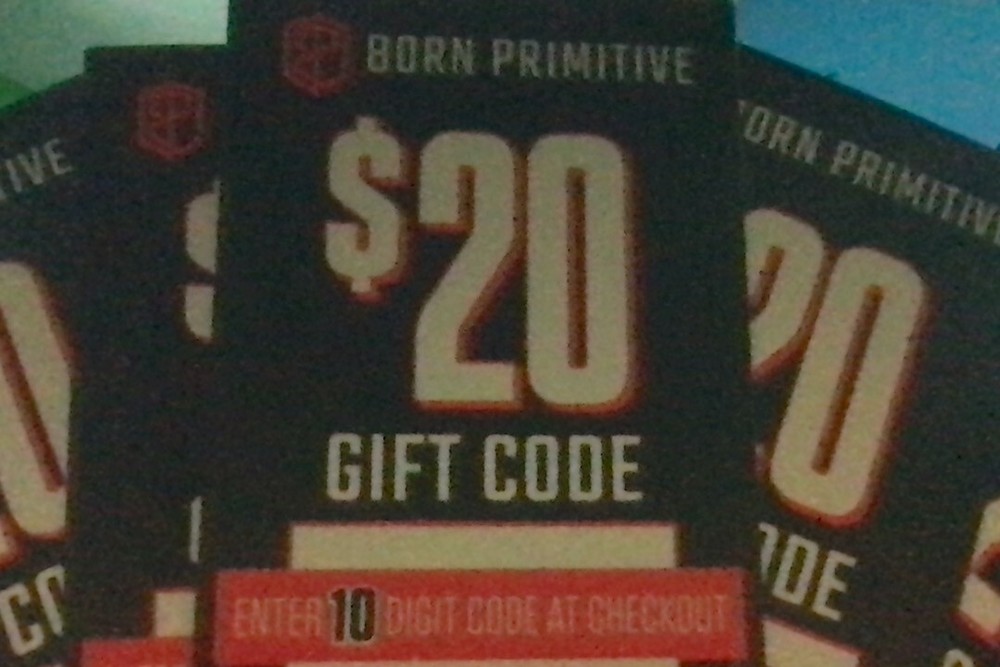 5 $20 Born Primitive gift cards 