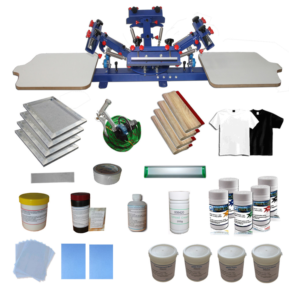 Start Hobby 4 Color Screen Printing Machine & Materials Kit ink Squeegee Machine