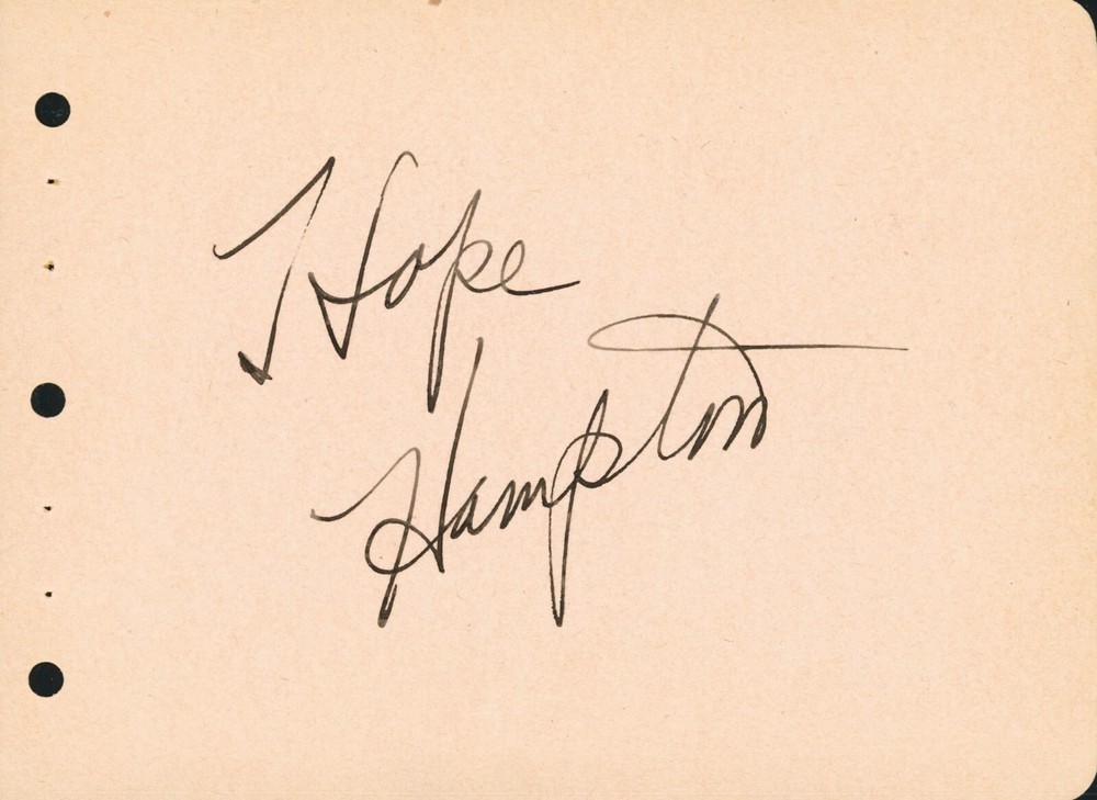 Vintage Hope Hampton Autograph
