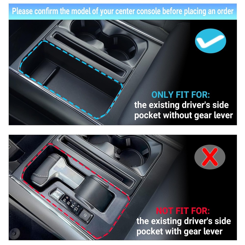 Sinminou Center Console Organizer Compatible Lid 2PC, Black