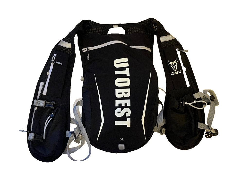 UTOBEST BLACK RUNNING HYDRATION VEST BACKPACK BAG 5L INCLUDES BLADDER