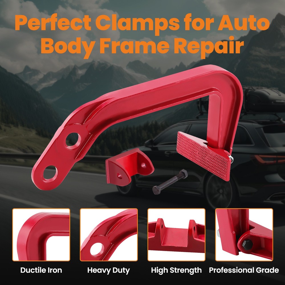 6 TON Auto Body Frame Jumbo Deep Hook Clamp Hook Up Chassis Dent Puller set 19"