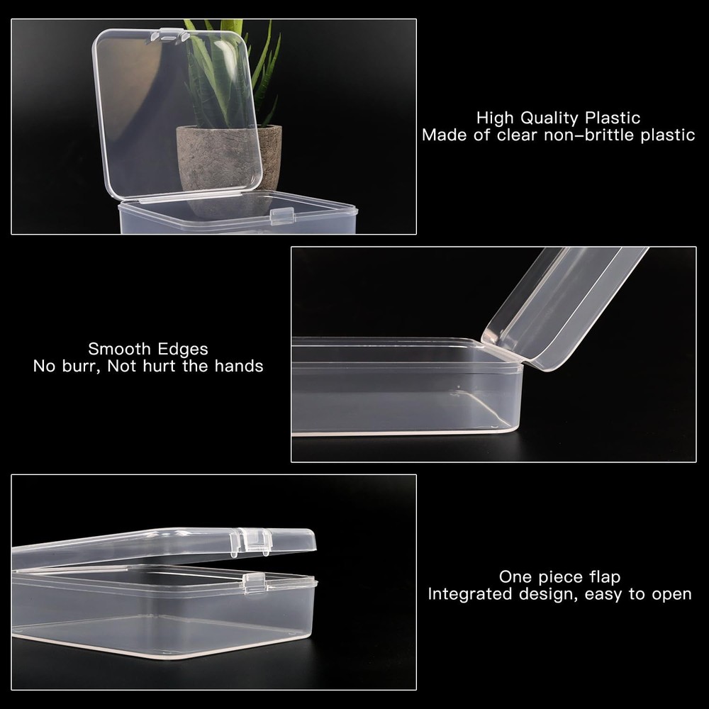 12 Pack Small Clear Plastic Storage Containers with Lids,Beads Storage Box wi...