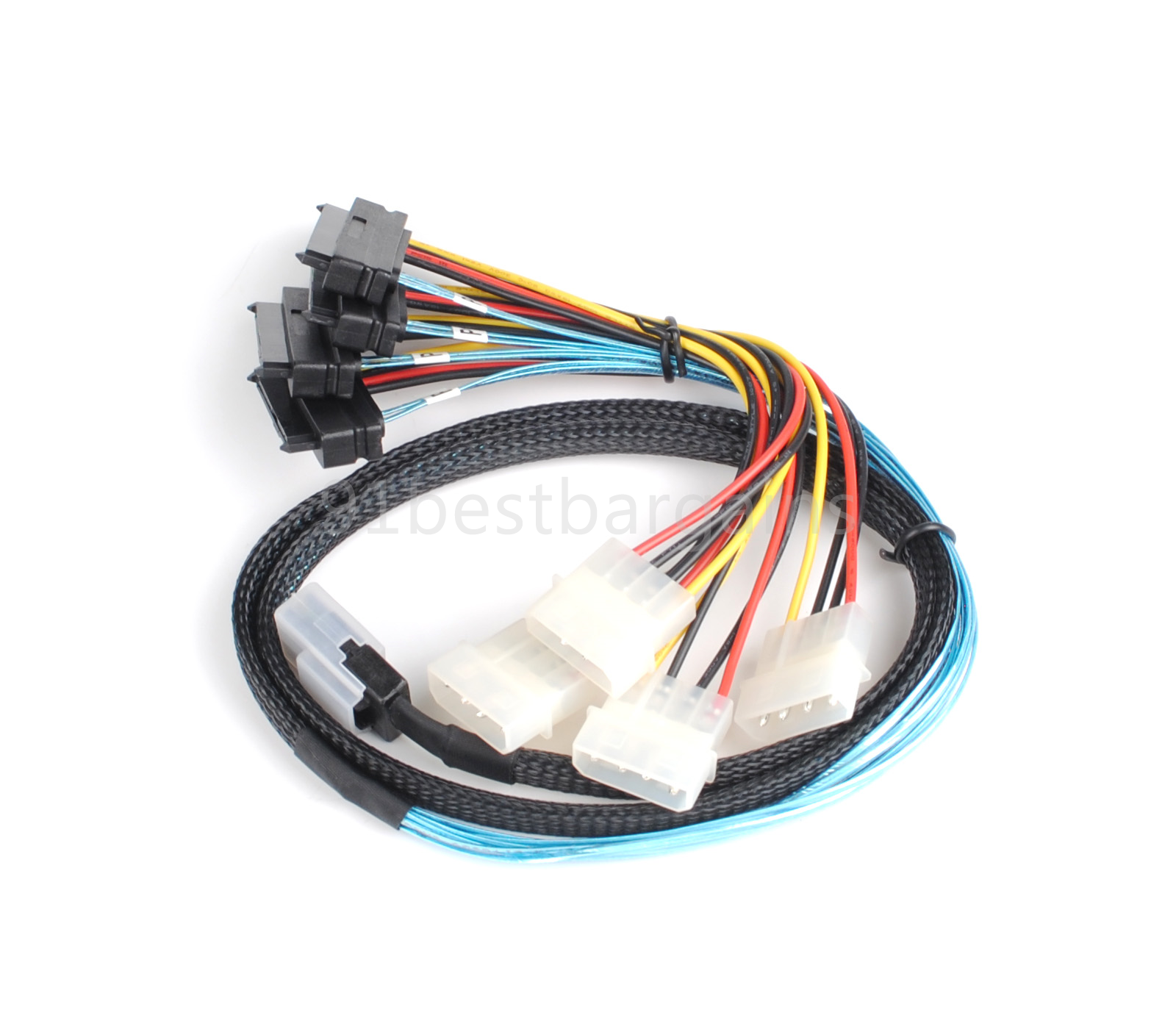 Internal Mini SAS to SAS w/ Molex Power Cable SFF-8087 to 4x SFF-8482 1M