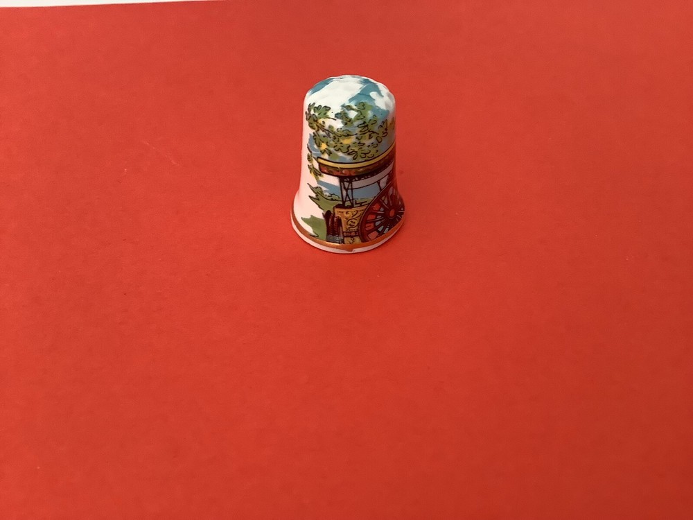 VINTAGE BONE CHINA THIMBLE - STEAM ENGINE