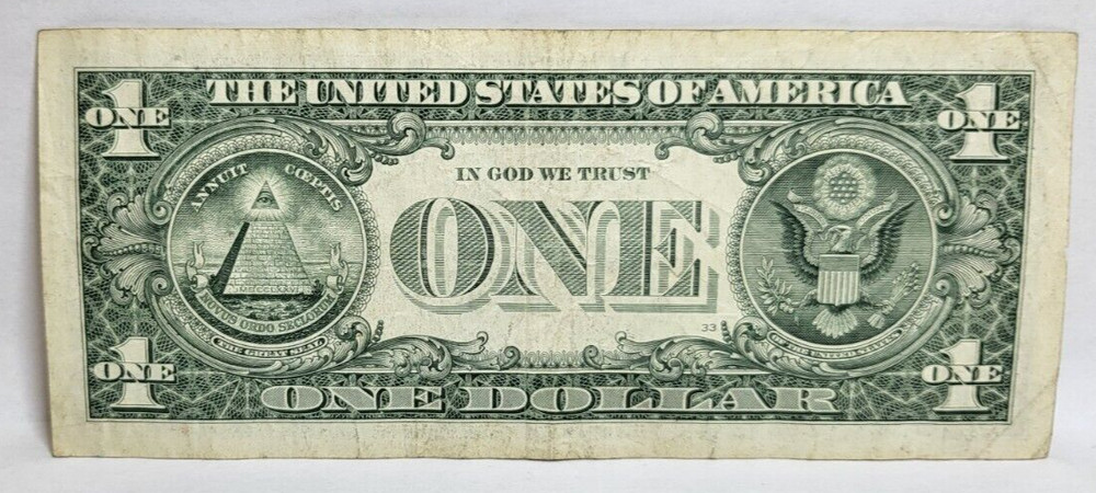 Over inked $1 Dollar Error Right Side Serial Number K92426368D