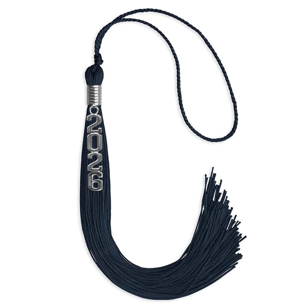 Endea Graduation Navy Blue Tassel With Silver Stacked Date Drop