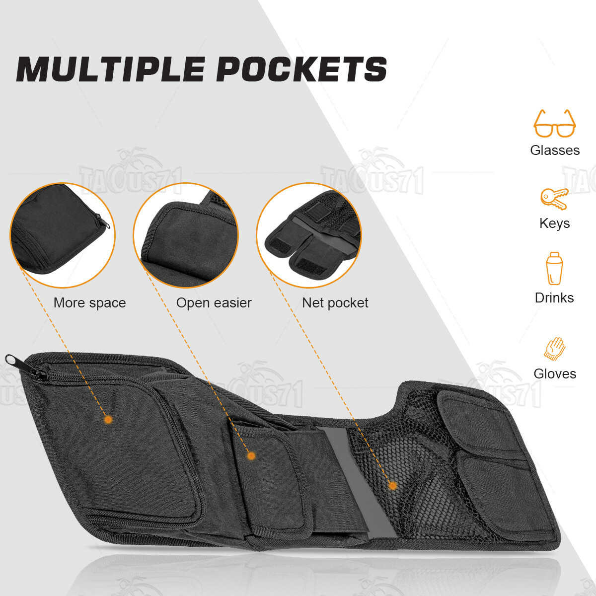 Black Saddlebag Lid Organizer Set for Harley Touring Electra Glide Road Glide