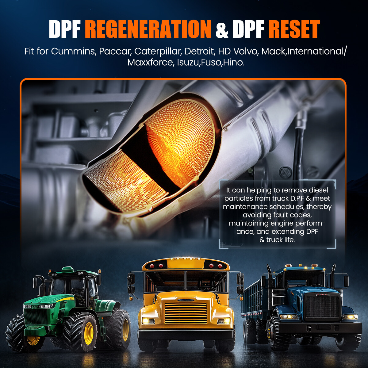 ANCEL Heavy Duty Truck Scanner DPF Regen for Freightliner Kenworth International