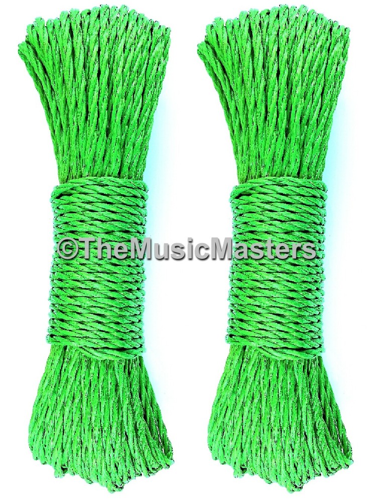 (2) Green 100ft Twisted Poly UTILITY ROPE Line Cargo Tie Downs Cord Twine String
