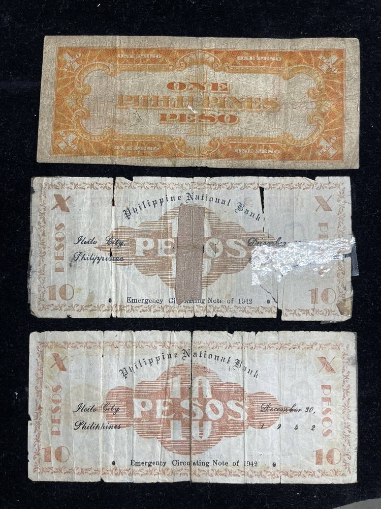Assorted 3 US Philippines Banknotes Lot Low Grade