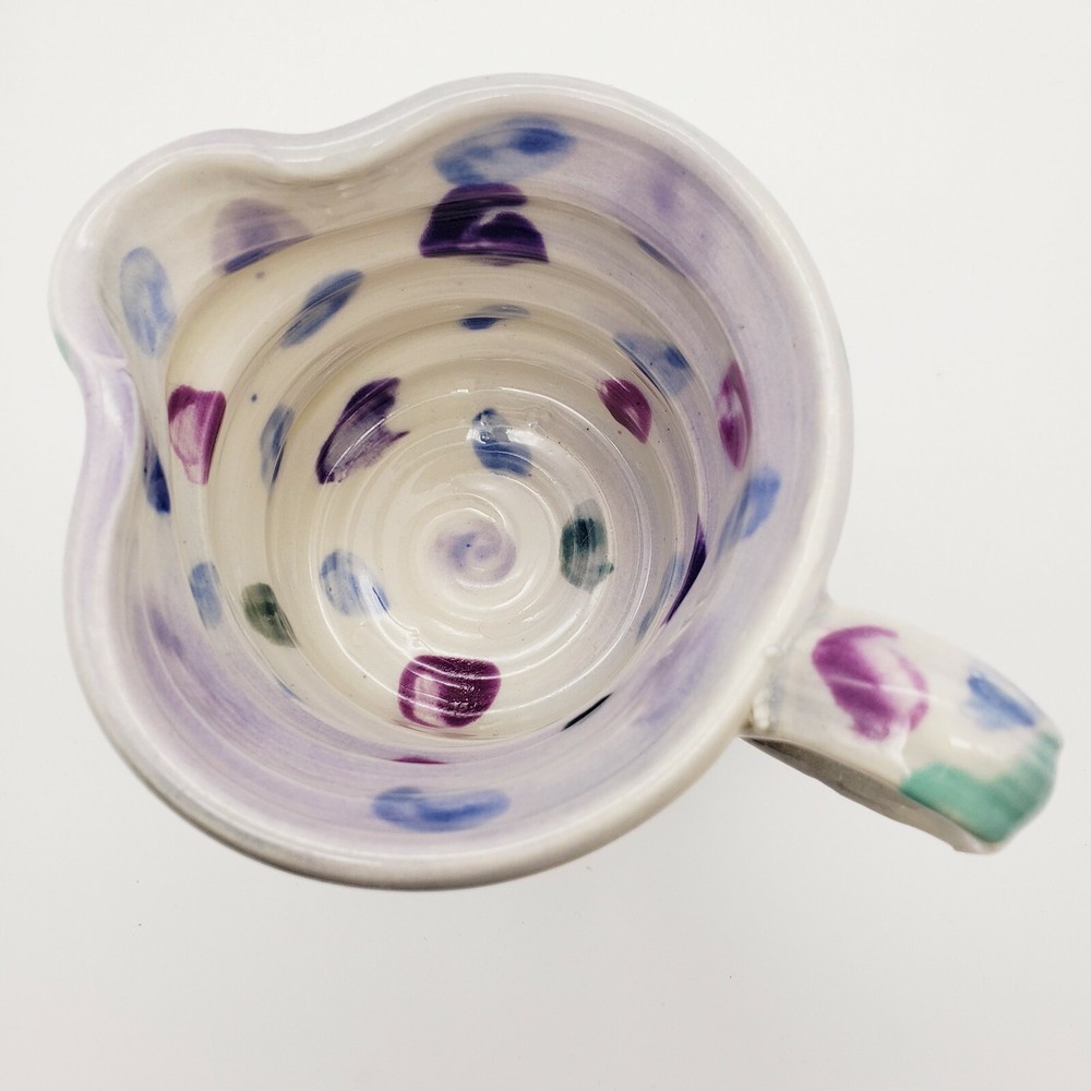 Studio Art Pottery Creamer Small Pitcher Purple Signed Abstract Eclectic Boho