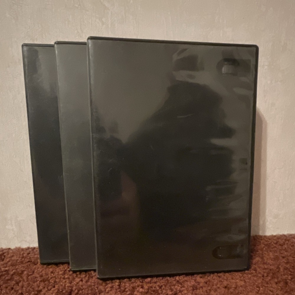 Set of 3 Black Plastic Standard DVD Cases Random (Used)