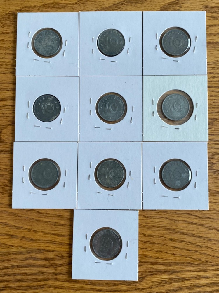 German WWII 10 Pfennig Coins