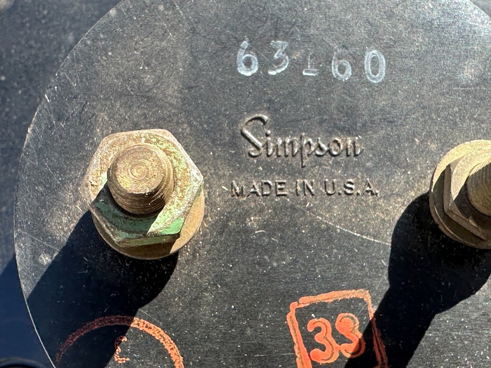 Simpson 63160 AC Amperes Panel Meter, 0-50A Range