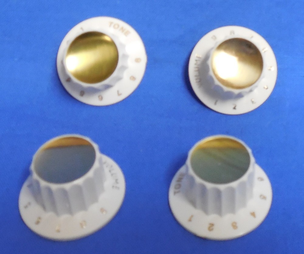 50 years old  4 WHITE AND GOLD HARMONY  GUITAR  VOLUME AND TONE WITCH HAT  KNOBS