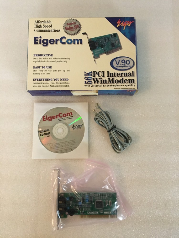 56K EigerCom Internal Data/Fax Modem PCI Version V.90 for Windows 95/98/NT 