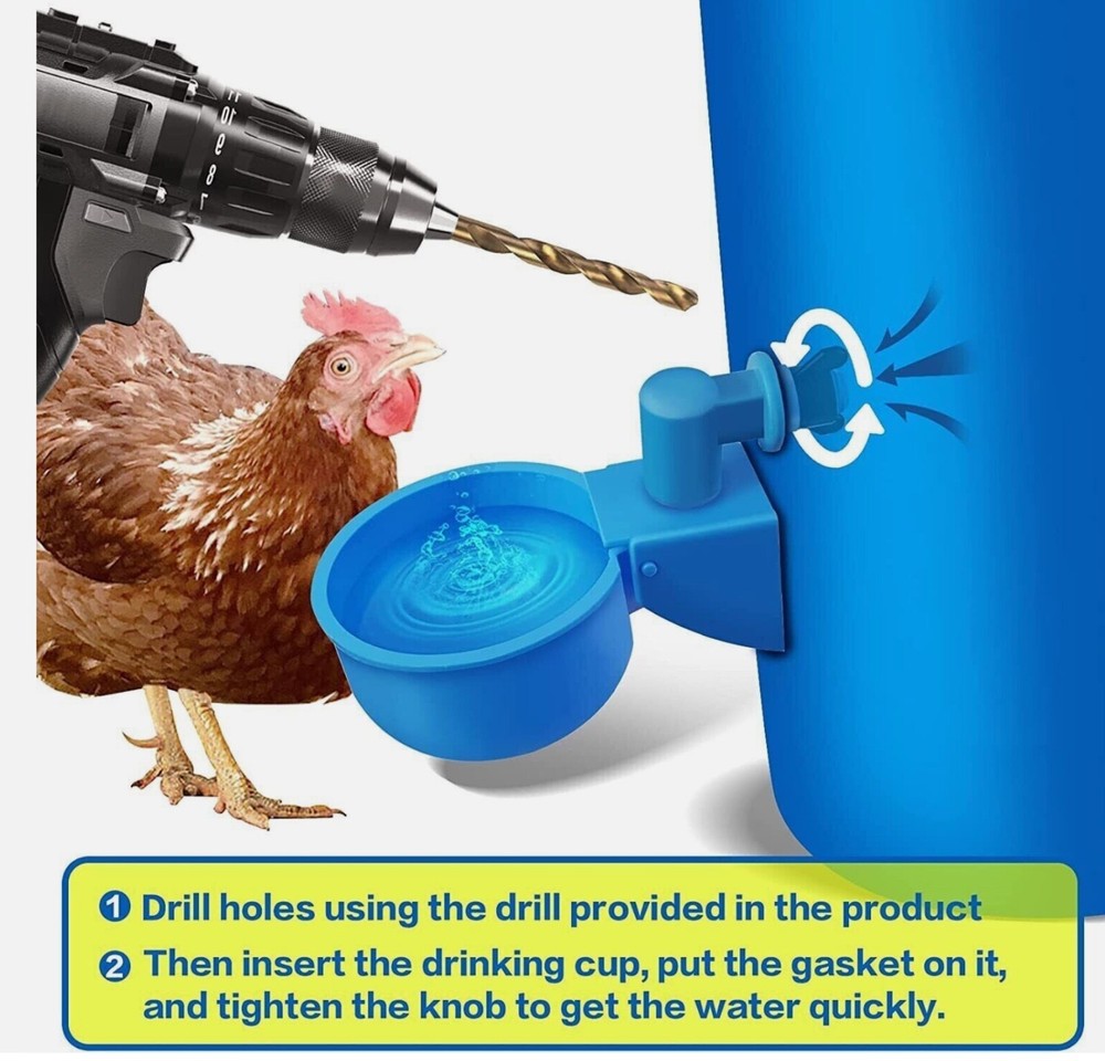 6 pack Automatic Water Cups Poultry Drinker Waterer Chicken Duck Quail Drinking