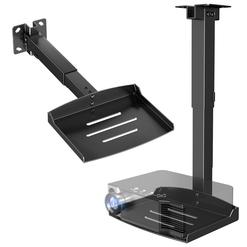 Adjustable Projector Ceiling Mount Universal Shelf Holds 22lbs Black S