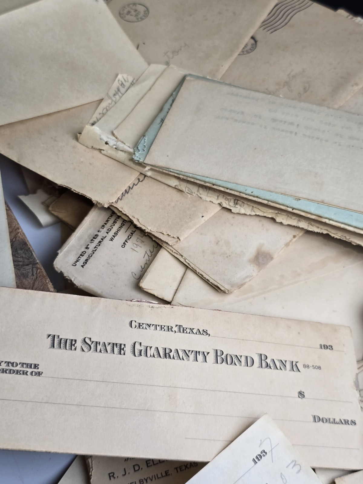 HUGE Vintage TEXAS Paper Ephemera Lot Bank Checks Court Docs Center Texas 1920s