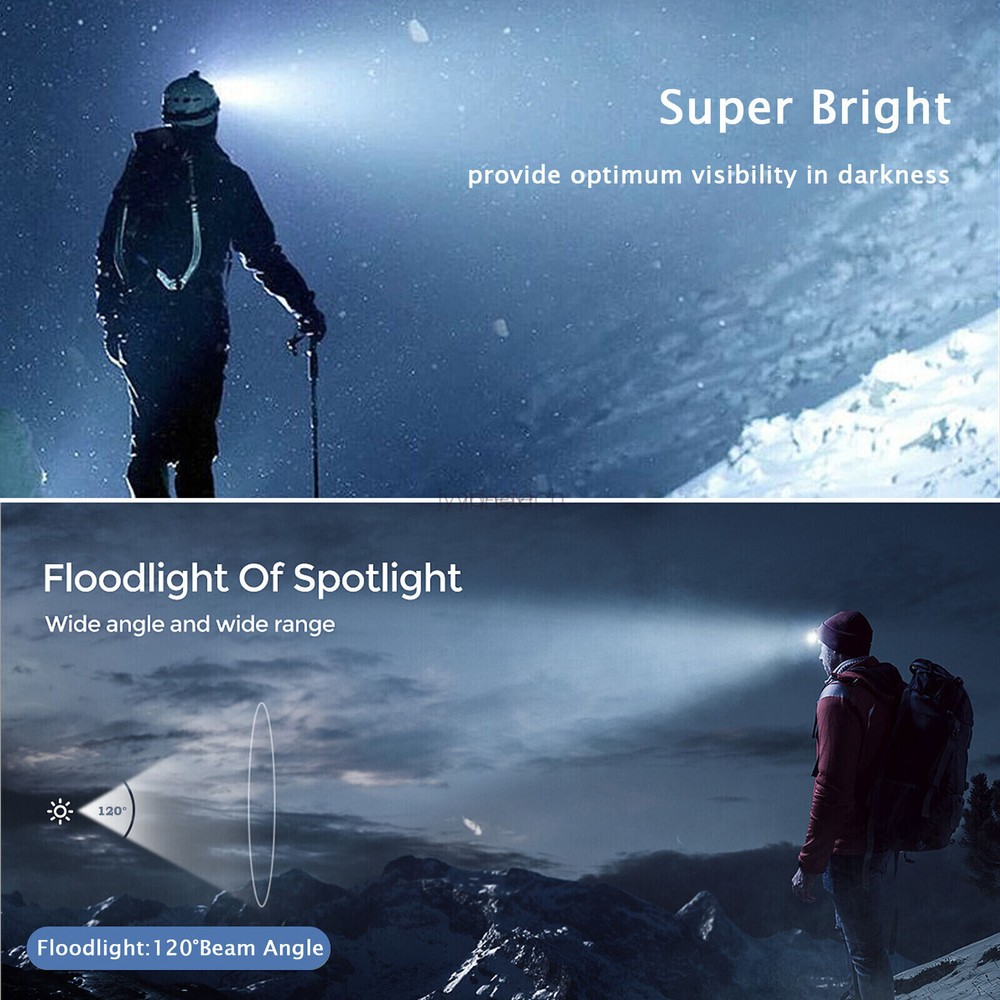 COB LED Headlamp Motion Sensor Head Torch USB Rechargeable Headlight Waterproof