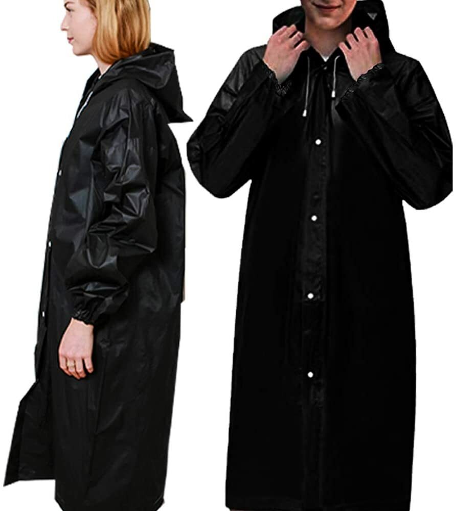 (2) Unisex Raincoats Reusable Adult Emergency Rain Coat Poncho Hiking Camping