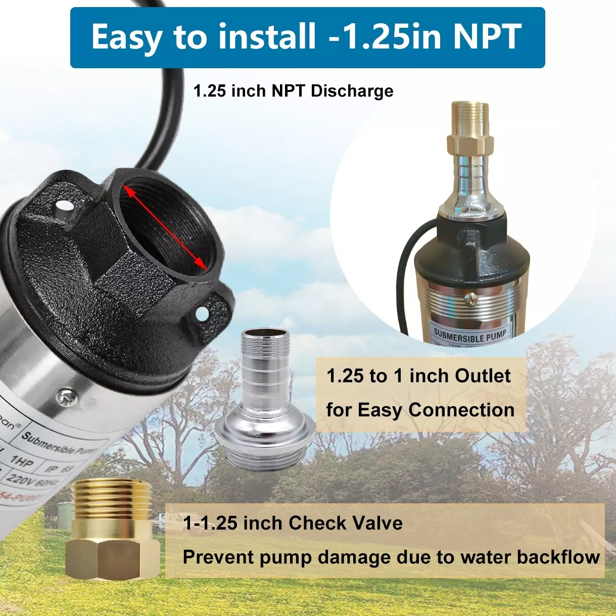 4'' Deep Well Submersible Pump,1/2HP, 110V, 25GPM, 150FT Hmax w/Control Box