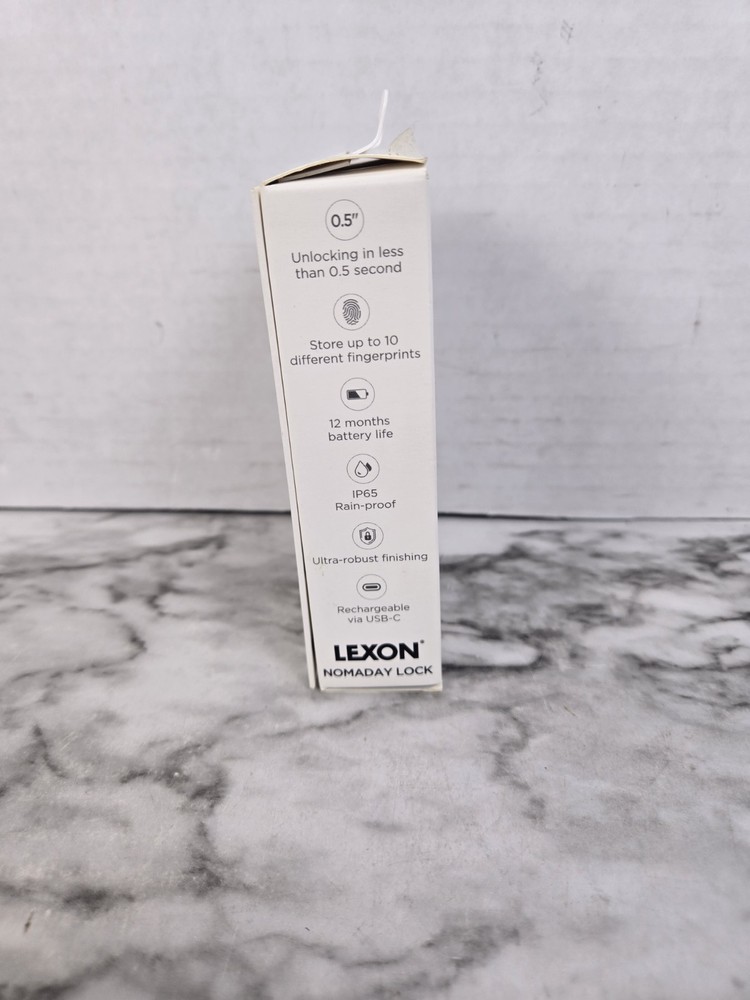 Lexon Nomaday - Gray Biometric Fingerprint Padlock - New