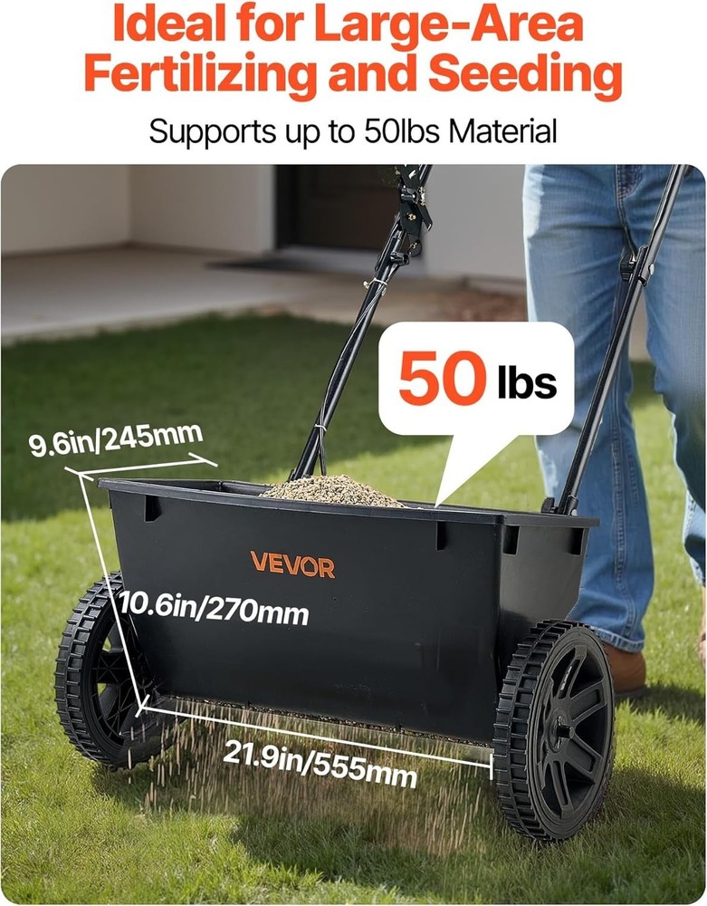 Efficient 50LB Push Spreader with Adjustable Settings - Ideal for Every Garden