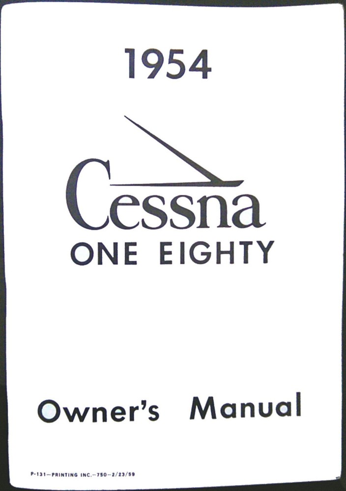 1954 CESSNA ONE EIGHTY 180 OWNER'S MANUAL ORIGINAL
