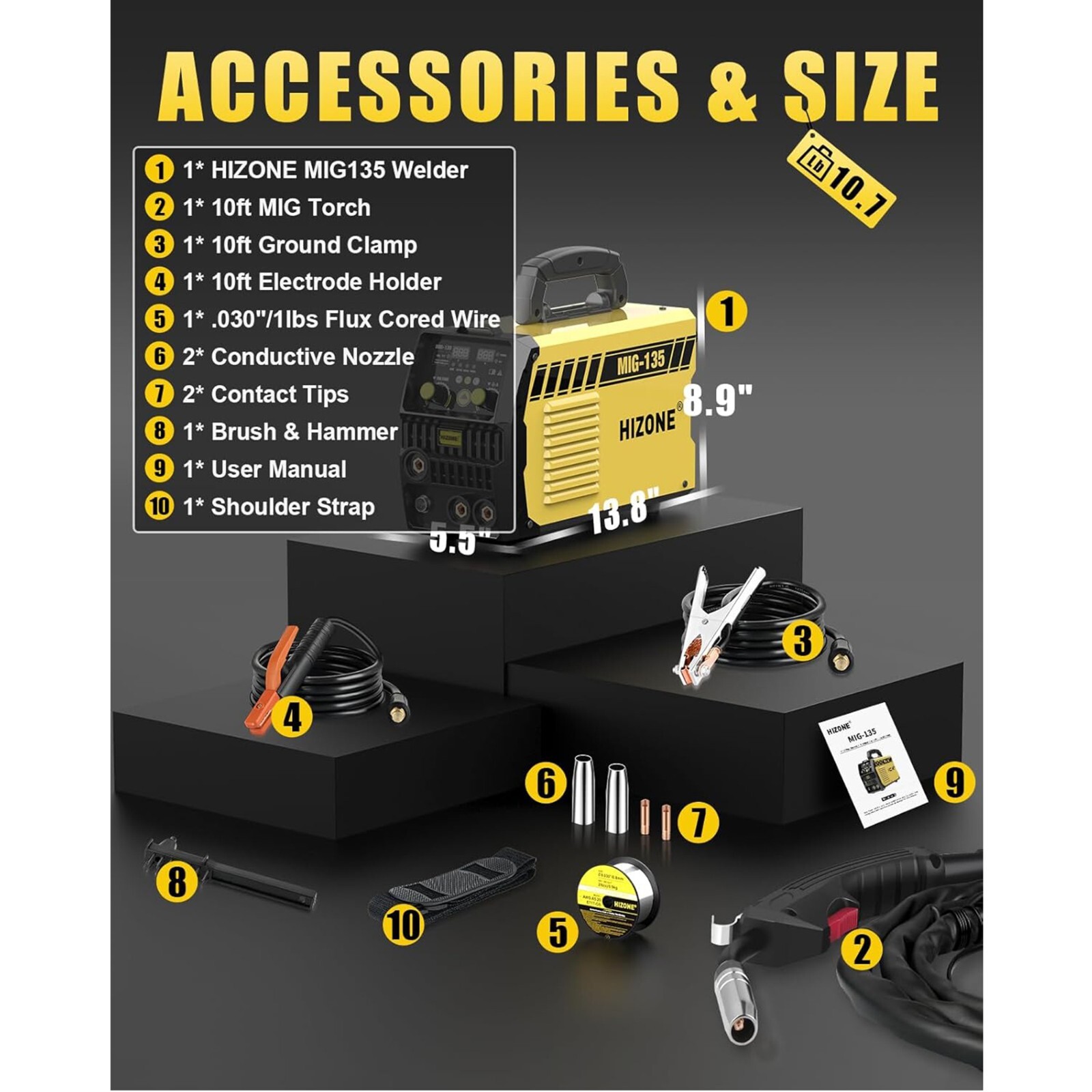 135A Mig Welder Intelligent Portable IGBT Inverter 110V 3-in-1 Welding Machine