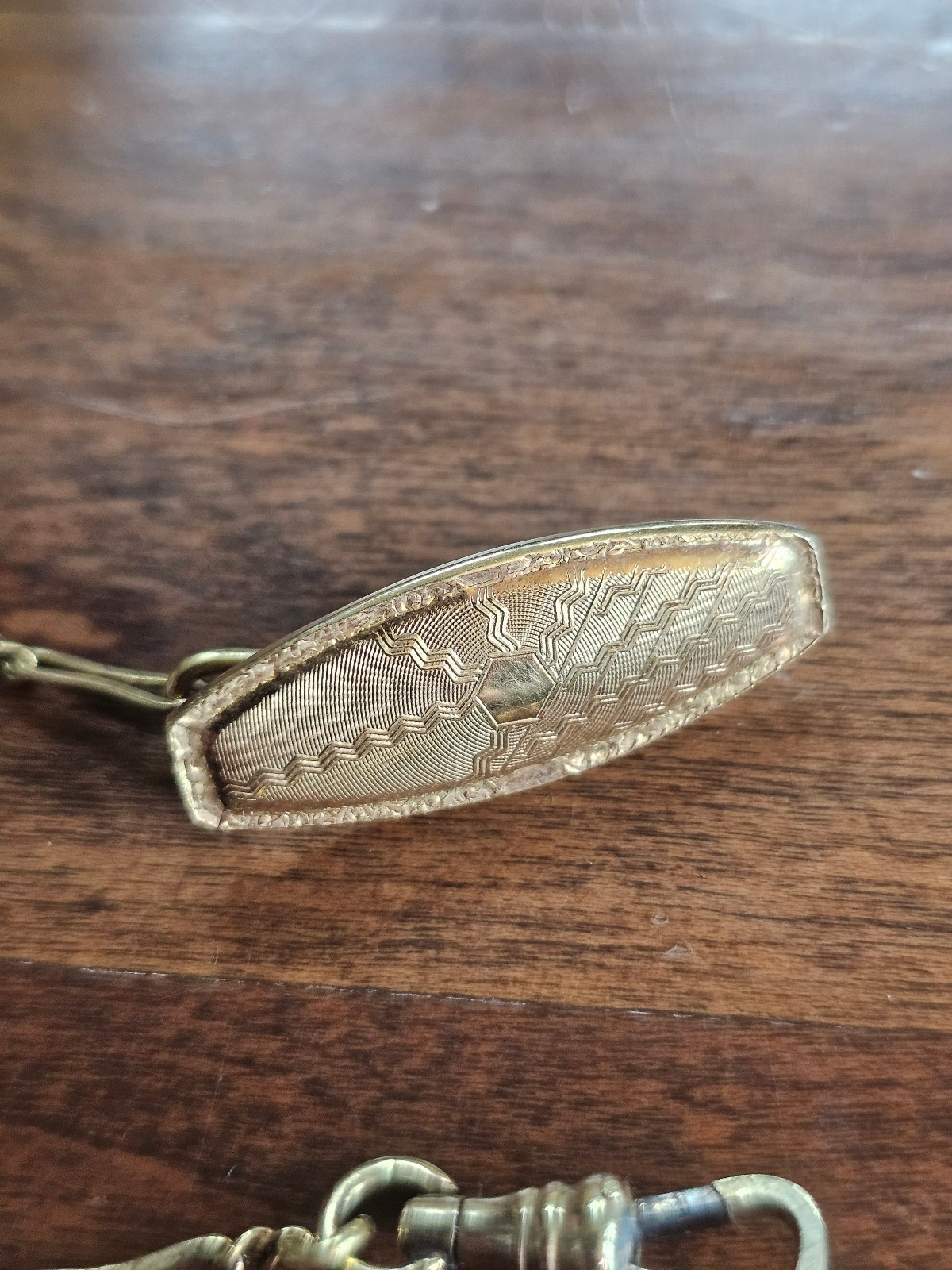 antique pocket watch belt clip- clasp marked 14k