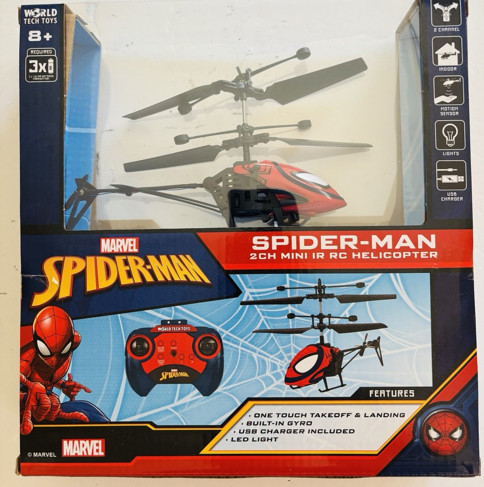 Spider-Man Mini RC Flying Helicopter Motion Sensor 2CH USB Lights Marvel NIB