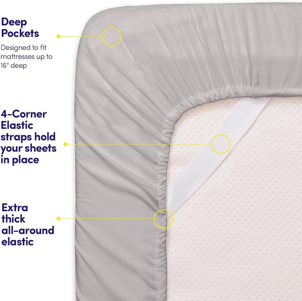 1500 Supreme Collection Queen Sheet Sets Light Gray Silver - Hotel Bed Sheets
