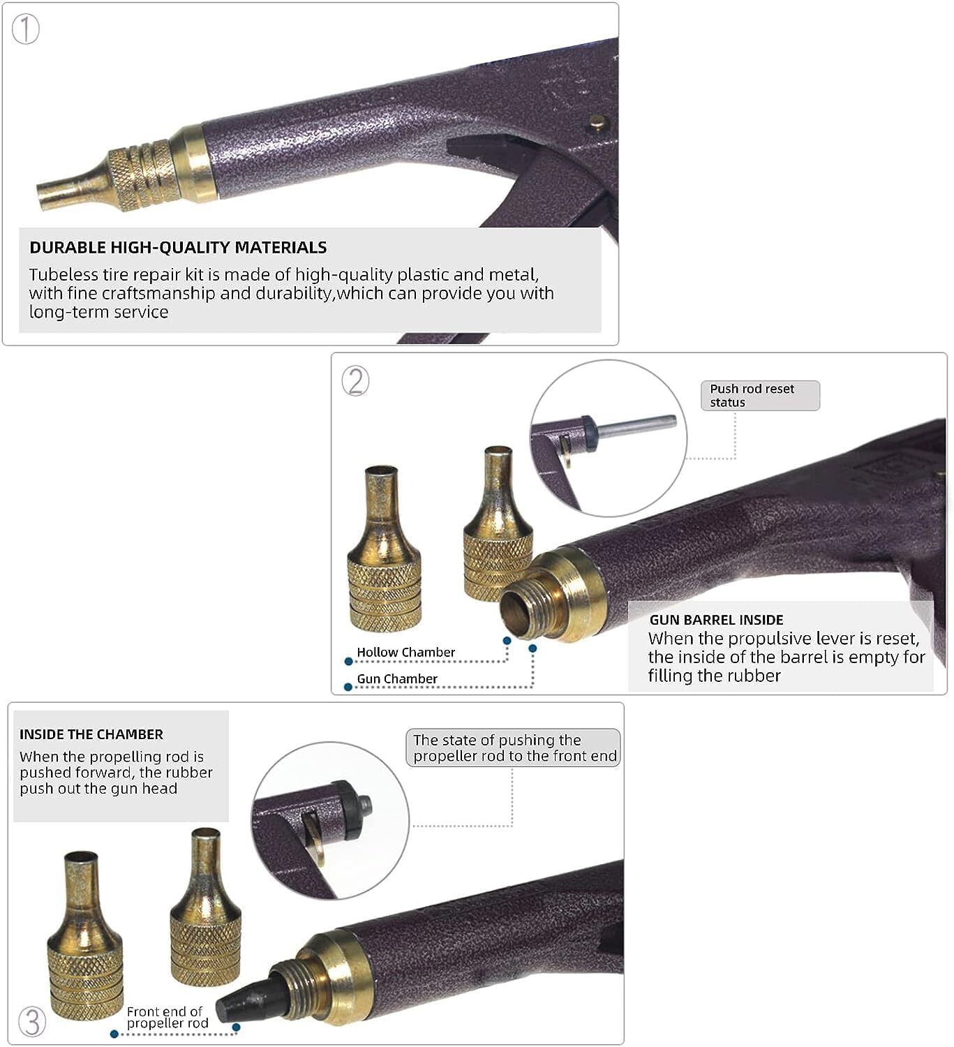 Car Motorcycle Bike Emergency Heavy Duty Tubeless Tire Puncture Repair Kit Tire