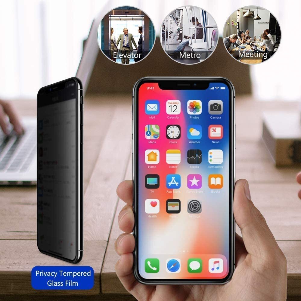 Privacy Tempered Glass Screen Protector & Shockproof Clear Case Cover For iPhone