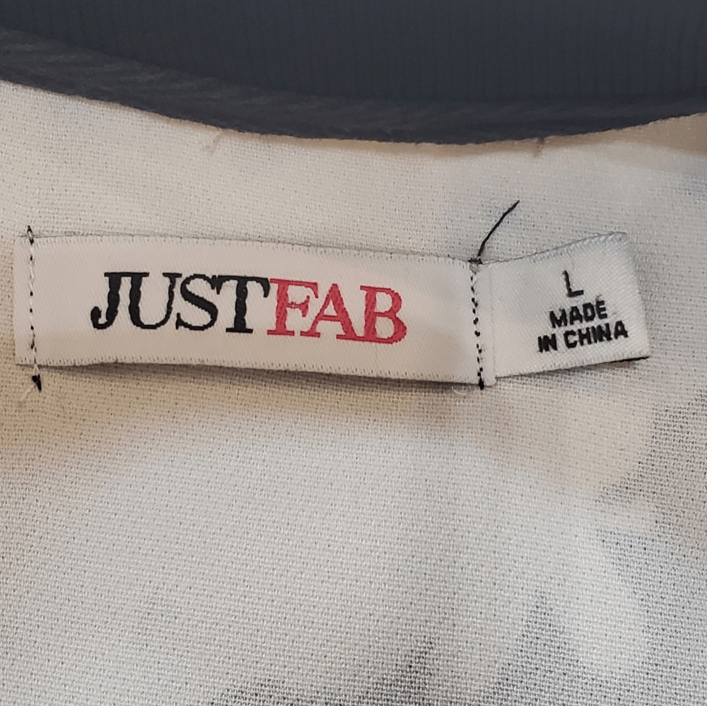 JustFab Black Floral Bomber Jacket, Size Large