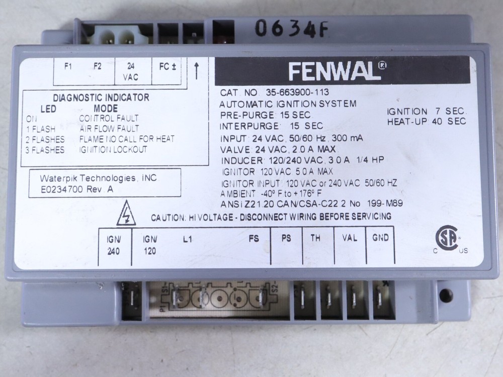 FENWAL 35-663900-113 Automatic Ignition System E0234700