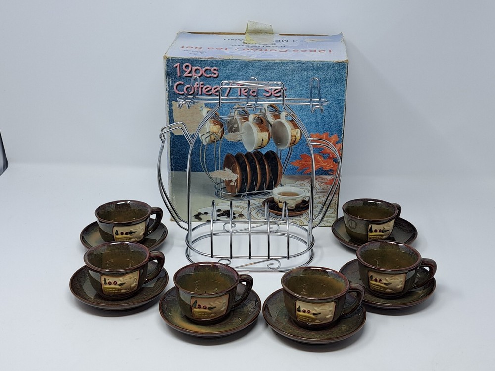 12 Piece Miniature Coffee - Tea Set with Caddy