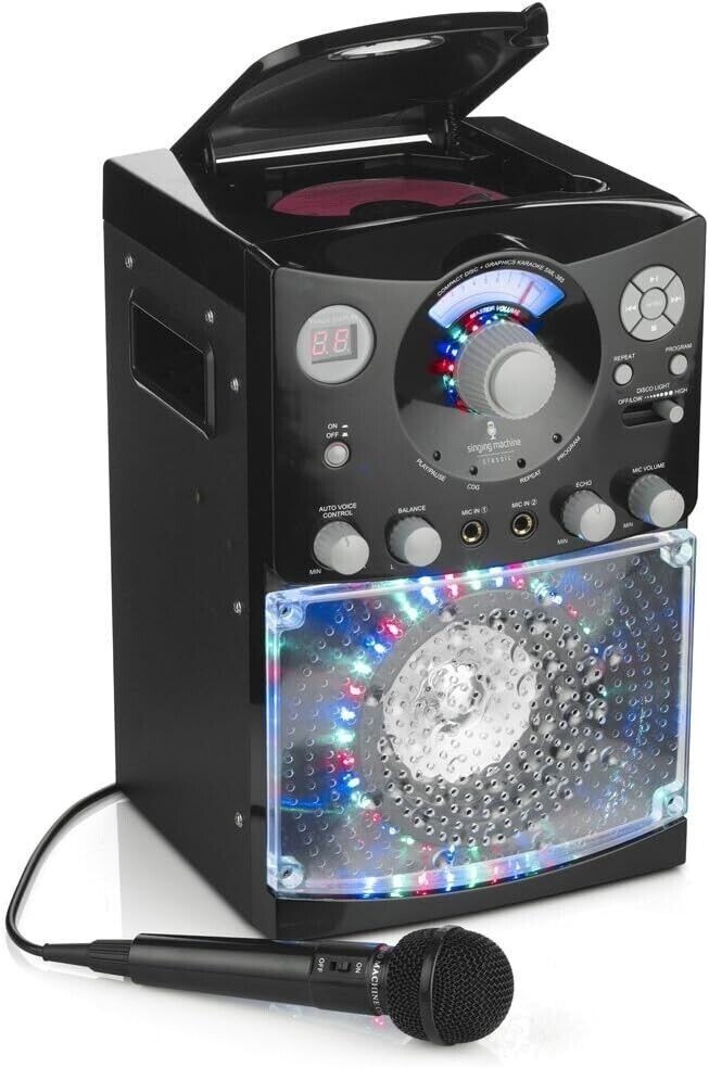 SINGING MACHINE SML385 KARAOKE SYSTEM W/ LED DISCO LIGHTS *DISTRESSED PKG