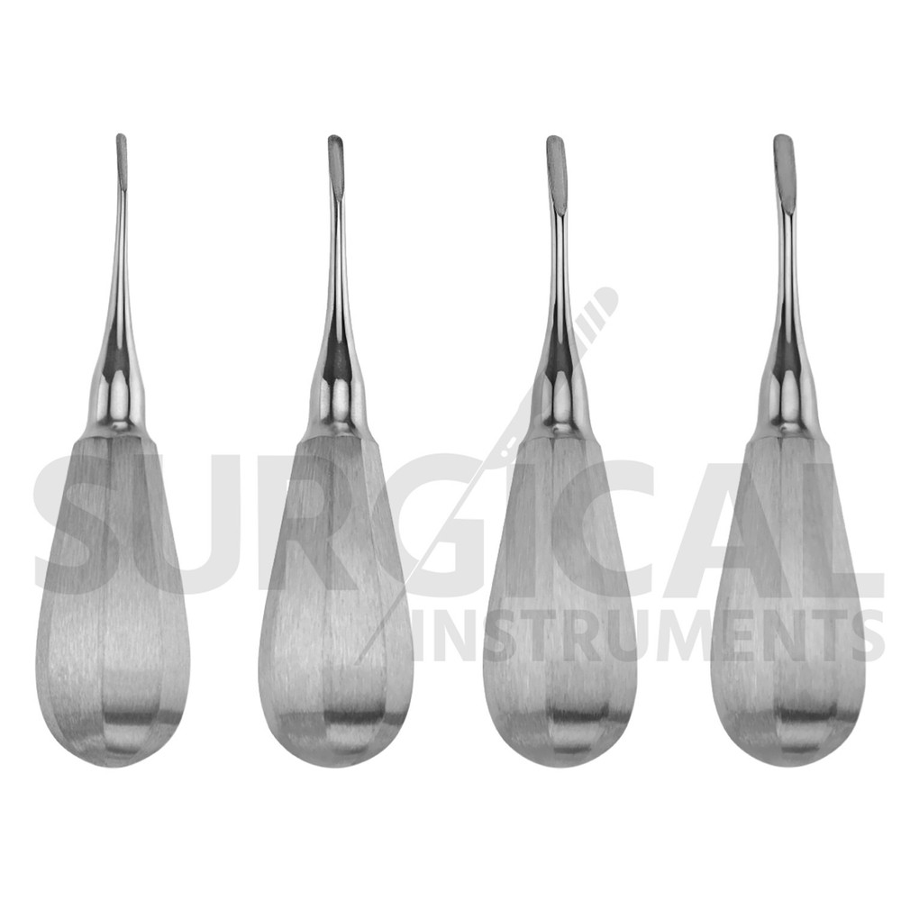 4 Curved Luxating Elevators Set Dental Oral Instruments Stainless German Grade
