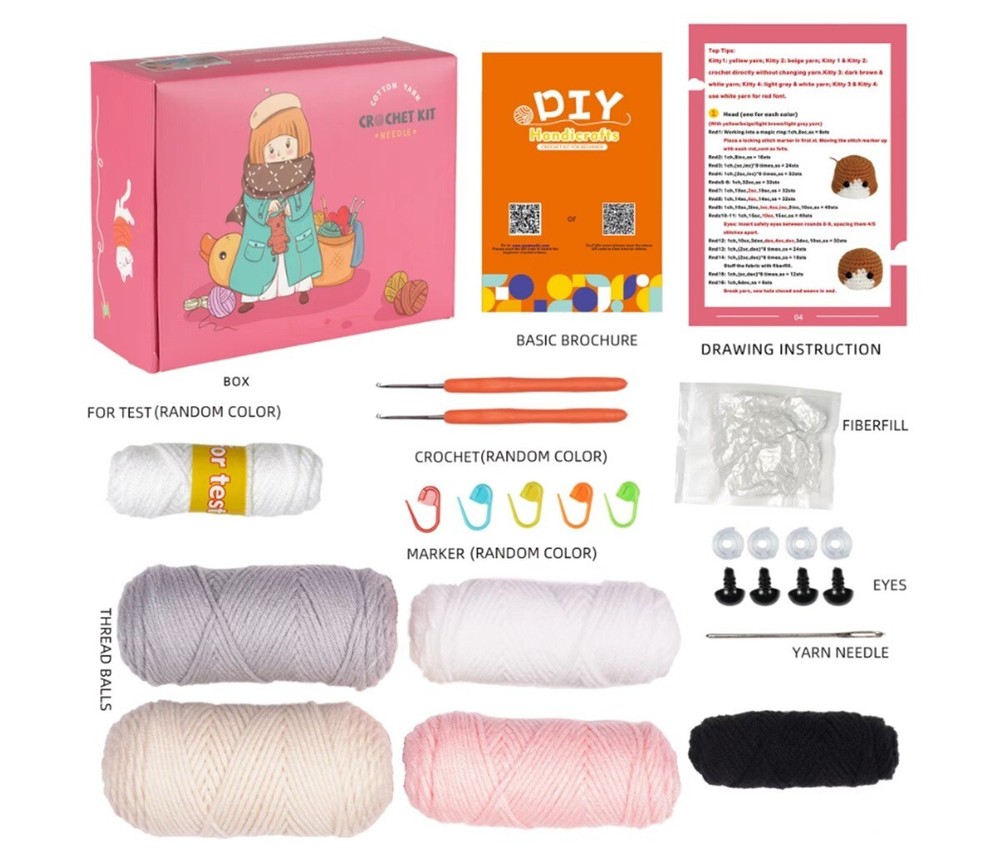 2‑Pack Beginner Crochet Kit – DIY Cat Plushies with Step‑by‑Step Video Tutorials