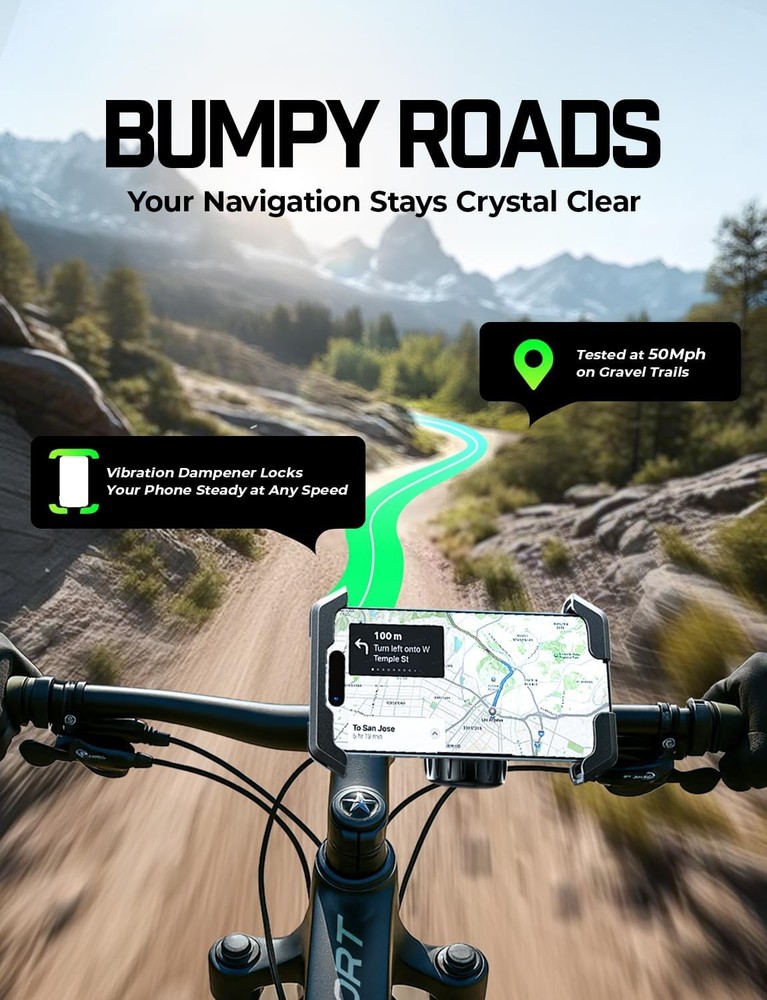 Bicycle Cell Phone Holder, [Shockproof], Bicycle Handlebar Holder
