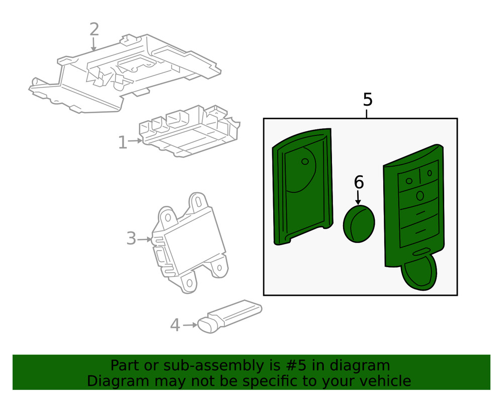 Genuine GM 5 Button Keyless Entry Remote Key Fob 20998255
