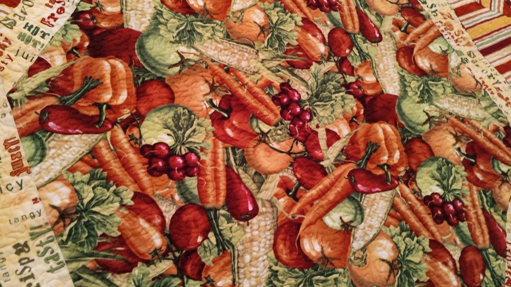 Handmade Quilted Table Cover Octagon Shape Vegetable Design