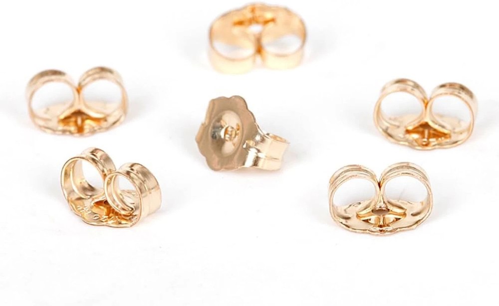 14K Gold Earring Backs - 6 Piece Replacement Yellow Gold Ear Locking for Stud Ea