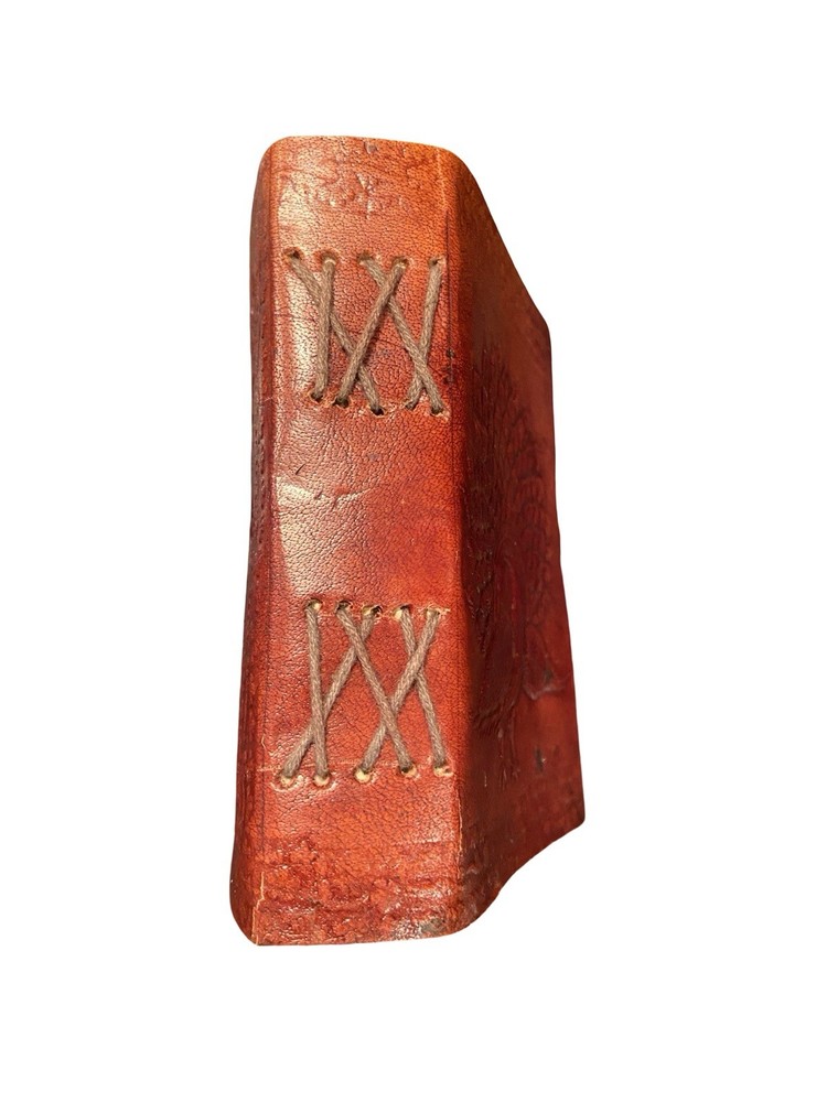 Mini Leather Bound Journal with Embossed Peacock Design