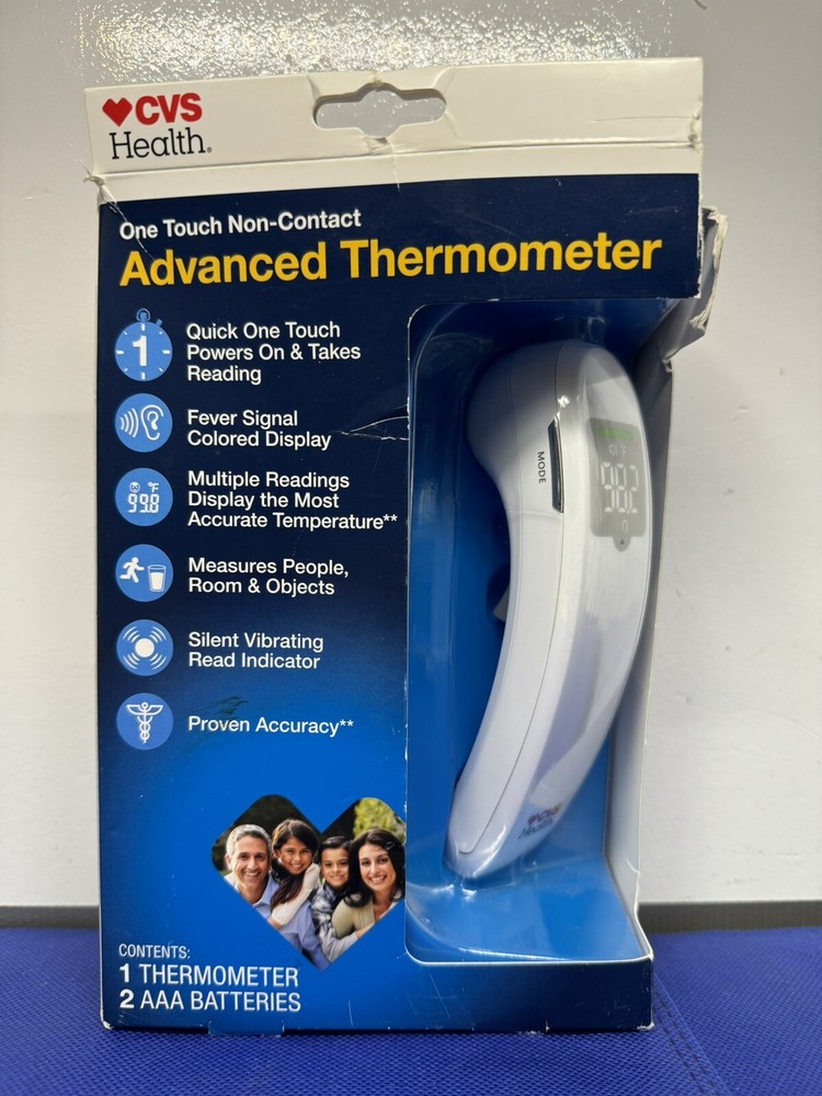 New Cvs Advanced Thermometer One Touch Non Contact Damaged Box