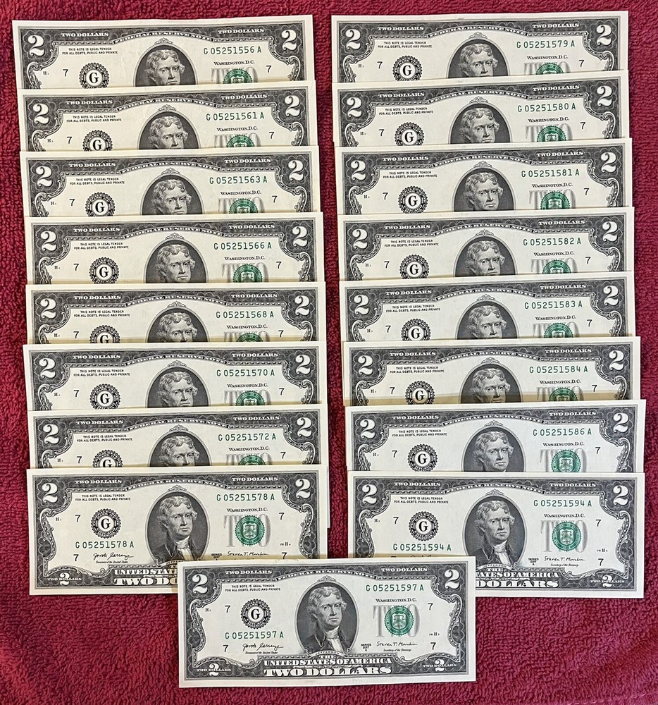 Fancy Serial Number $2 Dollar Bills. UNCIRCULATED. SEQUENTIAL. YOU Choose!