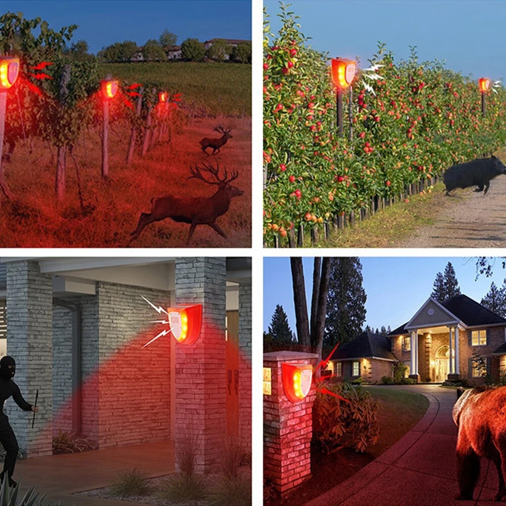 Solar Alarm LED Light Solar Strobe Light Wireless Motion Sensor Detector Outdoor